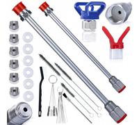 Rosfix Set di lancia a spruzzo, 100 cm + 50 cm, per spruzzatore di vernice con filettatura da 7/8", pressione da 290 bar, con supporto per ugelli, guarnizioni e attrezzi per la pulizia, accessori per
