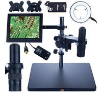 Rosfix Set Earth Pro MCEP-0.5X - Microscopio digitale con display da 8", supporto da 200 mm e illuminazione a LED 56 x zoom | 7-45x | C-Mount | per elettronica, laboratorio, industria