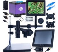 Rosfix Set Earth Pro MCEP-0.5X-PZRR - Microscopio digitale con display da 8", supporto e fotocamera Tucana | zoom 7-45x, supporto a C | per elettronica, laboratorio, industria | microscopia