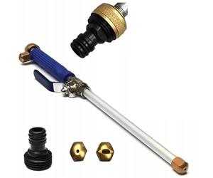 Rosfix Set Lancia Alta Pressione 3/4" - Alluminio, 25 Bar, 60°C, 46,5 cm | Doppio Ugello Spray e Getto | per Auto, Giardino, Terrazze | Accessorio per Irrigazione