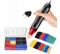 Rosfix Set mini ventola ad aria calda 300 W + tubo termoretraibile 850 pezzi - per elettronica, protezione cavi e riparazione | 170 °C max. | ugello Ø 11 mm | 220-240 V | scatola di plastica