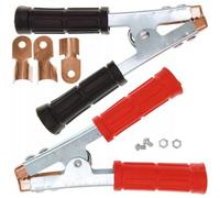 Rosfix Set Morsetti a Coccodrillo 600A - 2 Pezzi Isolati, Nero e Rosso, 153 mm, Apertura 32 mm | Per Batterie Auto, Caricabatterie, Cavi Avviamento | Accessori Elettrici