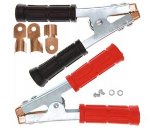Rosfix Set Morsetti a Coccodrillo 600A - 2 Pezzi Isolati, Nero e Rosso, 153 mm, Apertura 32 mm | Per Batterie Auto, Caricabatterie, Cavi Avviamento | Accessori Elettrici