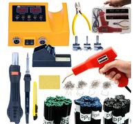 Rosfix Set OH660 - Stazione di saldatura ad aria calda 2 in 1 & Saldatrice in plastica con indicatore LED, 660 W | 100 - 500 °C | Con filo di saldatura da 300 g e dispositivo di graffetta | Tecnologia