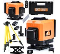 Rosfix Set Orange Tiger ROT12L - 12 linee laser a linee incrociate con treppiede 43 - 120 cm e supporto da parete | laser verde a 360° | IP54 | autolivellante ± 3° | laser edilizia per interni ed