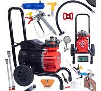 Rosfix Set Red Strong Storm 1100 RSS05 - Spruzzatore a colori Airless 3500 W, 22 MPa, 18 l/min | Display LCD, tubo da 8 m, pistola ugello 517, lancia 50 cm | vernice professionale