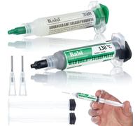 Rosfix Set Saldatura Flux 338 + Stagno Liquido 138°C - 2 Pistoni, 2 Aghi | Applicazione Precisa | per GSM e BGA | Accessorio Riparazione Elettronica