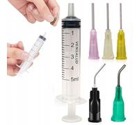 Rosfix Set Siringa Dosatrice 5ml Luer-Lock con 5 Aghi - Polipropilene, Ø 2,2mm, Lunghezza 80mm | Per Colla, Flussante, Gel, Grasso | Accessorio Dosaggio di Precisione