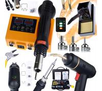 Rosfix Set stazione di saldatura OH660 + cucitrice in plastica a batteria RBK200 W, aria calda 2 in 1 e pistone da 900 m, 660 W, LED, 5000 mAh, saldatura in plastica ed elettronica, set di tecniche di