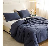 ROSGONIA Set copripiumino king size blu navy, 3 pezzi (1 piumino blu e 2 federe), biancheria da letto morbida e leggera per tutte le stagioni
