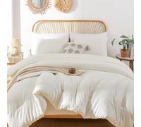 ROSGONIA Set copripiumino king size oversize color avorio, 3 pezzi (1 piumino Boho e 2 federe), morbido e leggero, per letto king size, per tutte le stagioni