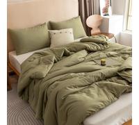 ROSGONIA Set copripiumino king size verde oliva, 3 pezzi, (1 piumino boho e 2 federe), leggero, per letto king size, comodo copriletto, per tutte le stagioni, idee regalo