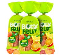 Roshen Bonny Fruit Mix Agrumi, Caramelle Gommose con 25% Succo di Frutta, Gusto Arancia, Limone e Pompelmo, Confezione da 3 x 200g (Verde)