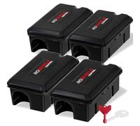 Roshield - Set di 4 stazioni esca a prova di manomissione per ratti e topi - compatibili con trappole ed esche (esca non inclusa) - per uso interno ed esterno