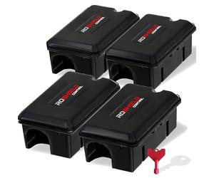 Roshield - Set di 4 stazioni esca a prova di manomissione per ratti e topi - compatibili con trappole ed esche (esca non inclusa) - per uso interno ed esterno