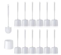 Roshtia Scopino e porta scopino per WC con contenitore, scopino per la pulizia del bagno, pulizia profonda, bianco, altezza 14,57 (12 set)