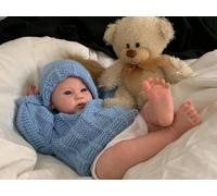 ROSHUAN Bambola neonato in vinile realistico, con corpo in morbido tessuto, 48,3 cm, con giocattolo per la pappa, regalo di compleanno per bambini dai 3 anni in su