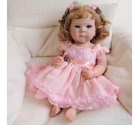 ROSHUAN Bambola realistica Reborn in silicone per tutto il corpo in vinile 45,7 cm bambola neonato vita reale bambola capelli ricci ragazza che sembra reale realistico bambini bambola giocattolo per