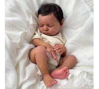 ROSHUAN Bambole in vinile completamente rinato per bambine da 50,8 cm, in silicone, realistica, realistica, neonata, vita reale, pelle marrone scuro, con accessori, regali giocattolo