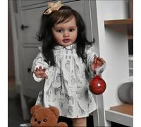 ROSHUAN Bambole realistiche del bambino rinato di grandi dimensioni Ragazza occhi marroni 26 pollici Real Life Reborn Baby Dolls Soft Cloth Body Can Standing Lifelike Toddler Doll Look Like A Real
