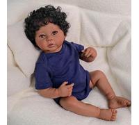 ROSHUAN Bambole realistiche nere rinate in silicone per tutto il corpo ragazzo 50 cm afroamericano vita reale bambole realistiche neonati bambola con kit di alimentazione per bambini dai 3 anni in su