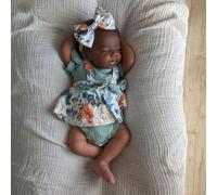 ROSHUAN Bambole realistiche Reborn in silicone a corpo intero in vinile nero ragazza 45,7 cm afroamericano realistico neonato bambola che sembra vita reale dormire bambole per bambini