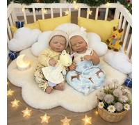 ROSHUAN Bambole Reborn Twins Silicone Full Body Vinyl 45,7 cm Bambola realistica Anatomicamente Corretta Due Ragazze, Vita Reale Neonati Gemelli Bambole per Bambini Regali