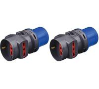 Rosi adattatore industriale domestico CEE 2P+T prese bipasso + schuko 10-16A (Confezione da 2)