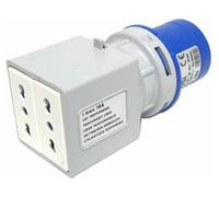 Adattatore Cee industriale 2P+T 16A / 2 Prese bipasso Rosi