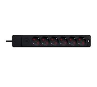 ROSI Multipresa Serie Emilia Specialist, 6 Prese Bivalenti Schuko 10/16A, Cavo 1,5m, Interruttore Bipolare, Nero