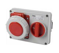 Rosi Presa interbloccata da incasso orizzontale IP67 4P 32A 380-415V rossa con c