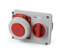 Rosi Presa interbloccata da incasso orizzontale IP67 5P 16A 380-415V rossa con s