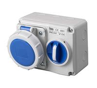 ROSI Presa Interbloccata Orizontale 32A 2P+T 220V Grigo / Blu Manopola