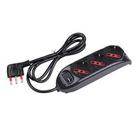 ROSI RS94002 Multipresa Serie Emilia, Nero, 3 prese schuko biv. 10/16A