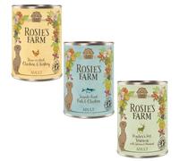 Set prova! Rosie's Farm Adult Alimento umido per cani - Mix 6 x 400 g: 2 x Pollo & Tacchino, 2 x Selvaggina, 2 x Pesce & Pollo