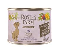 Rosie's Farm Single Meat Adult 6 x 195 g umido cane - Tacchino & Riso