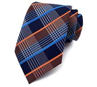 Rosiika Cravatte da uomo a quadri a righe modello business formale designer festa di nozze cravatte, Arancione navy., Taglia unica