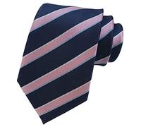 Rosiika Cravatte da uomo moderne a righe con motivo scozzese formale cravatte da matrimonio tessute per college, Rosa Blu Navy, Taglia unica