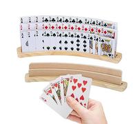 Rosixehird Porta Carte da Gioco, Porta Carte da Gioco in Legno Curvo con Base Antiscivolo, Porta Carte da Gioco per Poker, Canasta, Pinnacolo, per Bambini, Adulti, Anziani