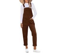 Roskiky Salopette da donna in velluto a coste regolabili, da donna, elegante tuta con tasca e gamba alla moda, 90S, Friar Brown, XL