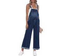 Roskiky Tuta da donna in denim Loose Fit a gamba larga, salopette con pettorina, jeans stretch baggy Y2K, comodo jumpsuit elegante da donna, XS