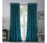 Roslynwood Pannelli per tende in velluto blu pavone blocco luce finestra super morbida tende di lusso per camera da letto isolamento termico per asta tasca tenda per soggiorno / 52 x 63 L blu pavone,