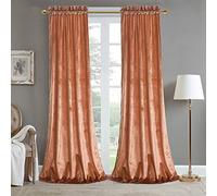 Roslynwood Tende oscuranti in velluto riccio, rosa pesca, per camera da letto, isolamento termico e moderato, con tasca per asta, per soggiorno, 132 x 226 cm (2 pannelli)