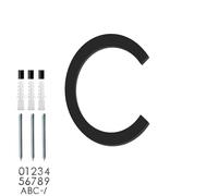 roslyong Numero civico galleggiante da 12,7 cm, cartello moderno per esterni, numeri indirizzi solidi in acrilico con kit per chiodi, lettera C nera