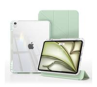 RosMank Y Fold Custodia per iPad A16 11th generazione(2025 11inch)/iPad 10th generazione(2022 10.9inch) con Portapenne,Tablet Supporto Funzione,Custodia Trasparente,PU Protezione per lo Schermo,Verde