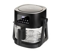 ROSMARINO 3 in 1 Air Fryer 4,5 l Multi-Cooker 1500 W, Touch Control Panel, Glass Basket, Cast Iron Grill Plate & 2,5 l Pot, 5 preset Programs, 80-200 °C, rivestimento antiaderente