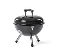 Rosmarino BBQ Barbecue Rotondo Kettle (Ø 36 cm) - Griglia Portatile in Acciaio per Esterni con Coperchio e Cremagliera cromata - Nero Kettle Barbecue Tondo in Acciaio Nero