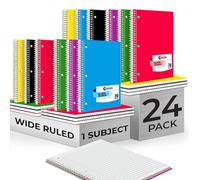 Rosmonde Quaderni a spirale, confezione da 24, 1 quaderno per soggetto, a righe larghe, 70 fogli, 8 x 10-1/2 pollici, 3 fori, materiale scolastico, blocco a spirale colori assortiti confezione di