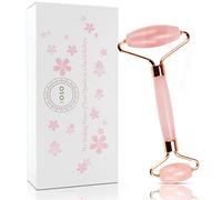 ROSO Jade Roller - Gua Sha - Rullo Massaggiatore Viso e Collo. Autentico Quarzo Rosa.Ideale x Cura Della Pelle