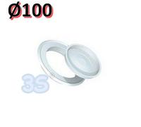 Rosone coprimuro in metallo colore bianco con tappo per tubi Ø 100mm